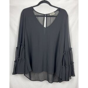 Show Me Your Mumu Black Flowy Tunic Nicolette Witchy Ruffle‎ Bell Sleeve Top M
